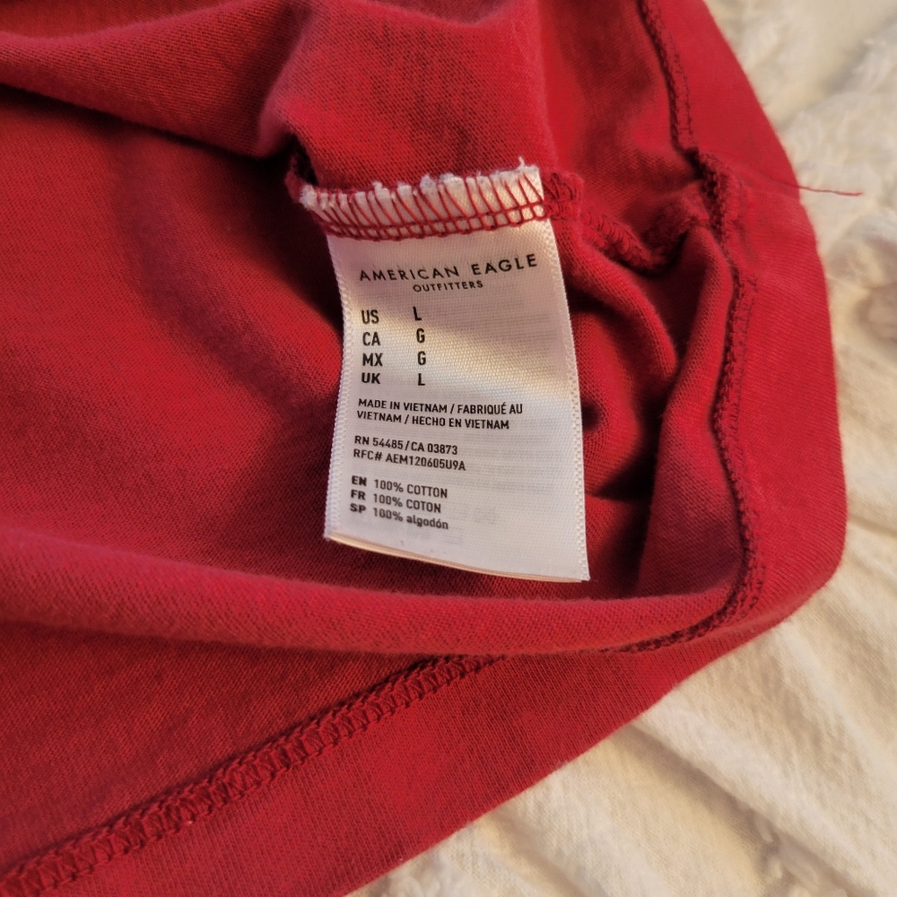 Mens Short Sleeve T-shirt American Eagle Red Large - Picture 4 of 7
